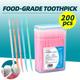 200pcs Double-headed Disposable Interdental Brush, Dental Tooth Flossing Head Oral Dental Hygiene Flosser Toothpick Cleaners