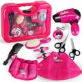 Girls Beauty Salon Set Pretend Play Stylist Hair Cutting Kit Hairdresser Toys With Hair Dryer, Scissors, Barber Apron And Styling Accessories (not Real Hairdresser Toys, Hairdresser Toys Model)