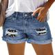 Leopard Jean Shorts, Ripped & Repaired Relaxed Fit Raw Folded Hem Denim Boy Shorts, Women's Denim Jeans & Clothing
