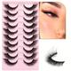 Fox Eye Eyelashes, Natural Look, Faux Minkb Furry Cat Eye Eyelashes, Angel Wing Eyelashes Extended Strip Eyelashes 3d 16mm Lashes, ( 5/10 Pairs )