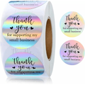 "500pcs/roll Rainbow Stickers, "" Thank You For Supporting My Small Business "" Stickers Roll, Adhesive Holographic Stickers For Business Online Retailers Boutiques Shops"