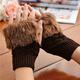 Plush Warm Ribbed Knitted Gloves Elegant Solid Color Fingerless Gloves Coldproof Knit Gloves For Women