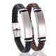 1pc European And American Minimalist Casual Titanium Steel Bracelet Leather Braided Stainless Steel Bracelet Leather Bracelet