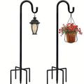 "1pc Shepherd Hooks 63 Inche High 1/3"" Thick Adjustable Rust Resistant Shepard Hooks For Outdoor Solar Lights, Lanterns, Flower Basket, Bird Feeder"