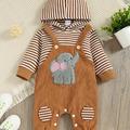 Baby Boy Girl Long Sleeve Cute Elephant Onesie, Fall/winter Baby Romper Ribbed Hoodie Clothing 0-18 Months