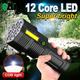 1pc Multipurpose Led Flashlight, 12 Led Beads Usb Rechargeable Torch, Waterproof Hand Lamp With Cob Light For Camping Hiking Walking Repair Work Emergency Lighting