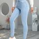 Blue Slim Fit Skinny Jeans, Slim Fit High-stretch Slant Pockets High Rise Denim Pants, Women's Denim Jeans & Clothing