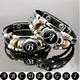 1pc Multilayer Braided Bangle Punk Style A-z Bangle Leather Bracelets For Men