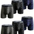 3/6/9pcs Men's Long Boxer Briefs Shorts, Breathable Comfy Stretchy Boxer Trunks, Sports Trunks, Men's Trendy Underwear