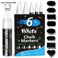 White Chalk Pens For Window Blackboard Washable, 6 Piece Chalk Pen Set And 45pcs Chalkboard Labels, White Chalk Markers For Glass & Spice Jars, (1mm, 1mm, 3mm, 6mm, 10mm And 15mm)