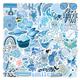 60pcs Blue Stickers Per Pack, Cute Blue Stickers Waterproof 100% Vinyl Stickers, Boy Girl Stickers, Aesthetic Stickers, Stickers For Water Bottle, Laptop Stickers, Cellphone