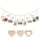 Hanging Photo Display Boho Decor Picture Frame Collage With 9 Wooden Clips Teen Girls Room Christmas Wall Art Bedroom Nursery Dorm Home Decor Easter Gift