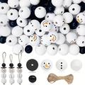 50/100/150pcs Christmas Snowman Wooden Beads, Jute Rope, Suitable For Holiday Decorations, Party Decorations, Home Decorations, Diy Handmade Decorations