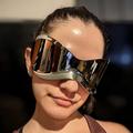 Oversized 1 Piece Y2k Sunglasses Triangle Hip Hop Cyberpunk Stylish Wrap Around Sunglasses Women Sports Cycling Eyewear