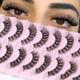 10 Pairs False Eyelashes 6d Super Fluffy Wispy Faux Mink Eyelashes Cat Eye Effect Dramatic Lashes Eyelash Extension Makeup