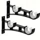 2pcs Curtain Rod Bracket Double Curtain Rod Bracket Hook Double Rod Base Bracket Curtain Rod Accessories Heavy Metal Curtain Rod Bracket