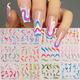 French Manicure Stickers Rainbow Wave Water Nail Decals Set Summer Neon Decorations Irregular French Tips Sliders Wrap
