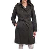 Belted Water Repellent Trench Coat With Removable Hood