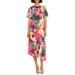 Print Flutter Sleeve Asymmetric Midi Dress