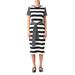 Stripe Tie Front Midi T-shirt Dress