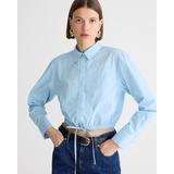 Cropped Fitted-Waist Button-Up Shirt