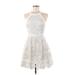 Bebe Cocktail Dress: White Jacquard Dresses - Women's Size Medium