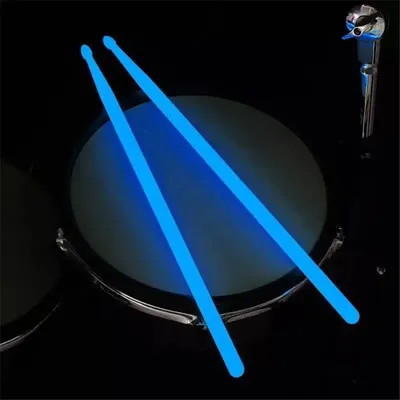 1 Pair 5A Luminous Drum Stick Nylon Fluorescent Drumsticks Glow in The Dark Bright Light Musical