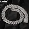UWIN 20mm Miami Prong Cuban Chain Necklace 3 Rows Micro Pave Iced Out Round Cubic Zirconia Link