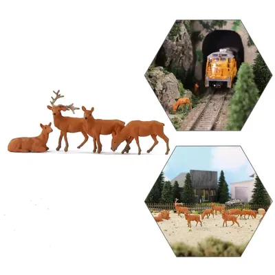 12pcs/24pcs Model Railway HO Scale 1:87 Painted Wild Animal Moose Elk PVC Model Deer AN8714