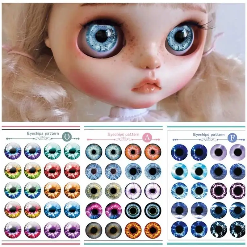 9pcs/set DIY Eyechips Pattern Blyth Doll Eye Chips Paper Pattern for 1:6 ICY Blyth Doll Accessories Pupil paster DIY TOOL