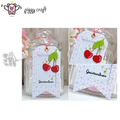 Piggy Craft metal cutting dies cut die mold Cherry leaf decoration Scrapbook paper craft knife mould