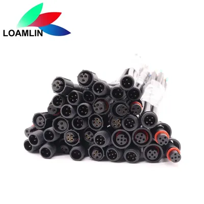 5~50Pairs Jack Male To Female 2Pin 3Pin 4Pin 5Pin LED Connector Waterproof IP68 BLACK Cable For LED