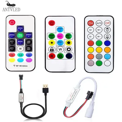 USB/DC MINI 3Keys RF 14/17/21Keys Led Tape Remote Controller forWS2811 WS2812B SK6812 Led Pixels