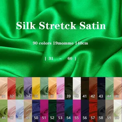 19Momme Mulberry Stretch Silk Fabric Solid Color Elastic Charmeuse for DIY Sewing Width 140cm
