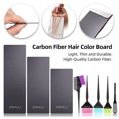 SHKALLI Professional Carbon Fibre Hair Balayage Board and Brush Set Hair Dyeing Tool Kit for