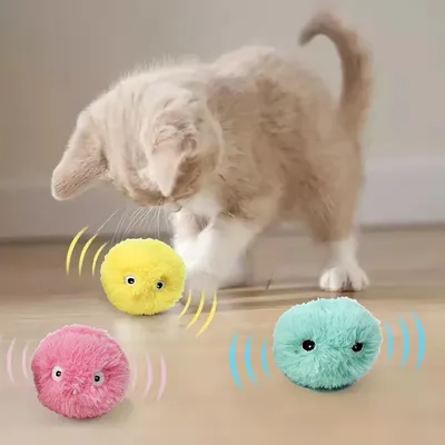 Smart Cat Toys Interactive Ball Plush Electric Catnip Training Toy Kitten Touch Sounding Pet Product