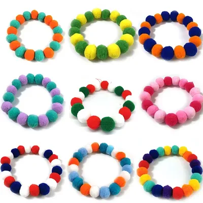 30pcs pet Dog Bow Tie Rainbow Flower Hair Ball Necklace Collar Pet Dog Cat Bowties Neckties Dog