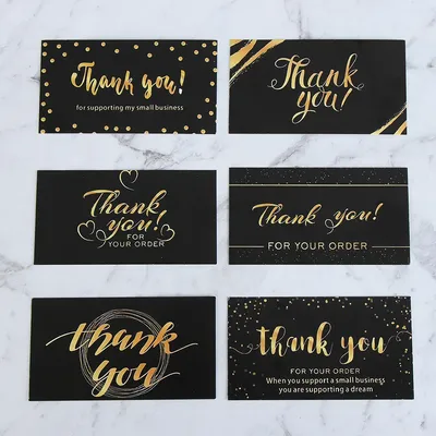 30/50PCS Black Gold Kraft Paper Cards Thank You For Your Order Card For Small Shop Gift Decoration