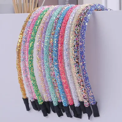 50pc/lot Hair Accessories Chunky Glitter Hairband For Girl Women Girls Headband Candy Color Glitter