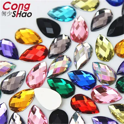 Cong Shao 100pcs 8*13mm Colorful Flatback Drop Acrylic Rhinestone Crystal And Stones Costume Strass