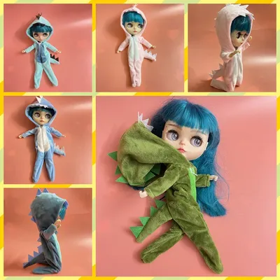 New cute dinosaur jumpsuit blyth clothes suitable for 30cm doll Barbies ob24 1/6 bjd doll