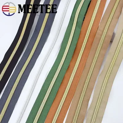 Meetee 2/4/8/10M 5# Nylon Coil Code Zippers Decor DIY Sewing Bags Purse Garment Zipper Tapes