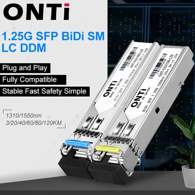 ONTi Gigabit SFP Module SM LC WDM 1.25G Bidi Single Mode Fiber Optical Transceiver Compatible with