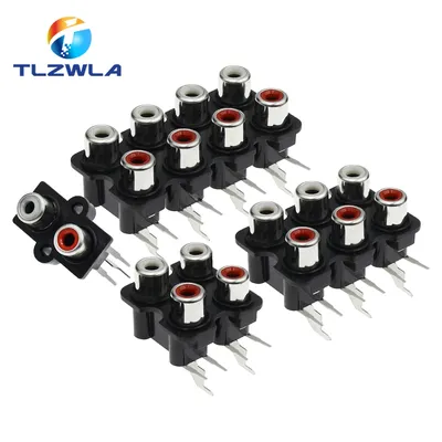 5PCS 2/4/6/8 Hole RCA Female Stereo Audio Jack AV Audio Input Socket Connector Lotus Row Amplifier