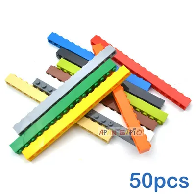 50PCS 1x16 Dots DIY Building Blocks Thick Figures Bricks Educational Creative Size Compatible With