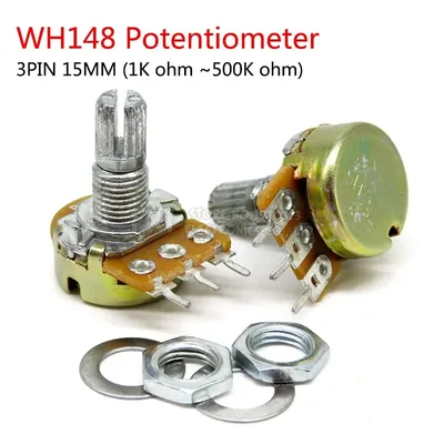 5pcs WH148 B1K B2K B5K B10K B20K B50K B100K B500K 3Pin 15mm Shaft Amplifier Dual Stereo