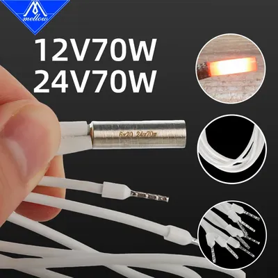 Mellow 1pcs 3D Printer Parts Heating Tube 6*20mm 12V 24V 70W Ceramic Cartridge Heater for Mk8 cr10