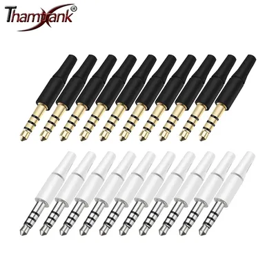 10pcs White And Black 3.5mm Stereo Headset Plug 3/4 Poles 3.5 Audio Plug Jack Adapter Connector for
