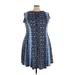 Gabby Skye Casual Dress - Fit & Flare: Blue Brocade Dresses - Women's Size 22