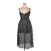 ASTR The Label Cocktail Dress - Midi: Black Damask Dresses - New - Women's Size X-Large